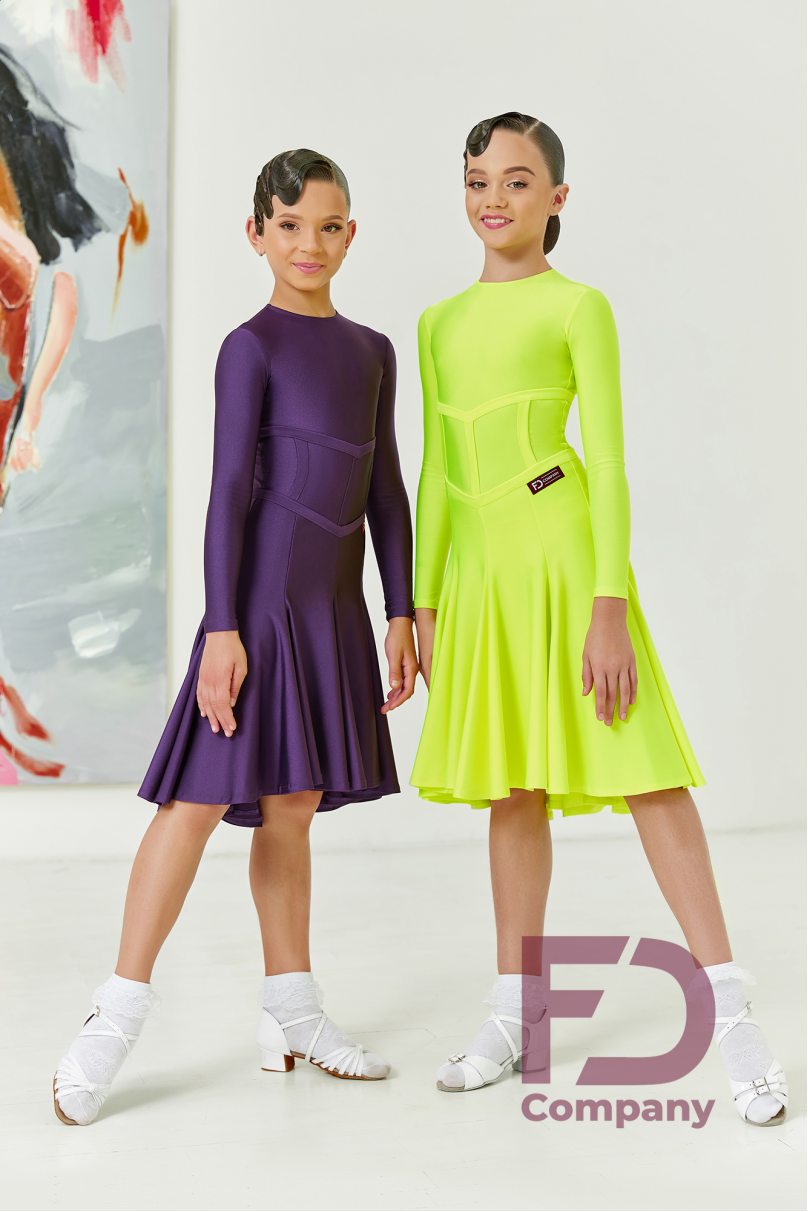 Ballroom dance competition dress for girls by FD Company product ID Бейсик БС-89/Lime