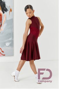 Ballroom dance competition dress for girls by FD Company product ID Бейсик БС-82/Burgundy