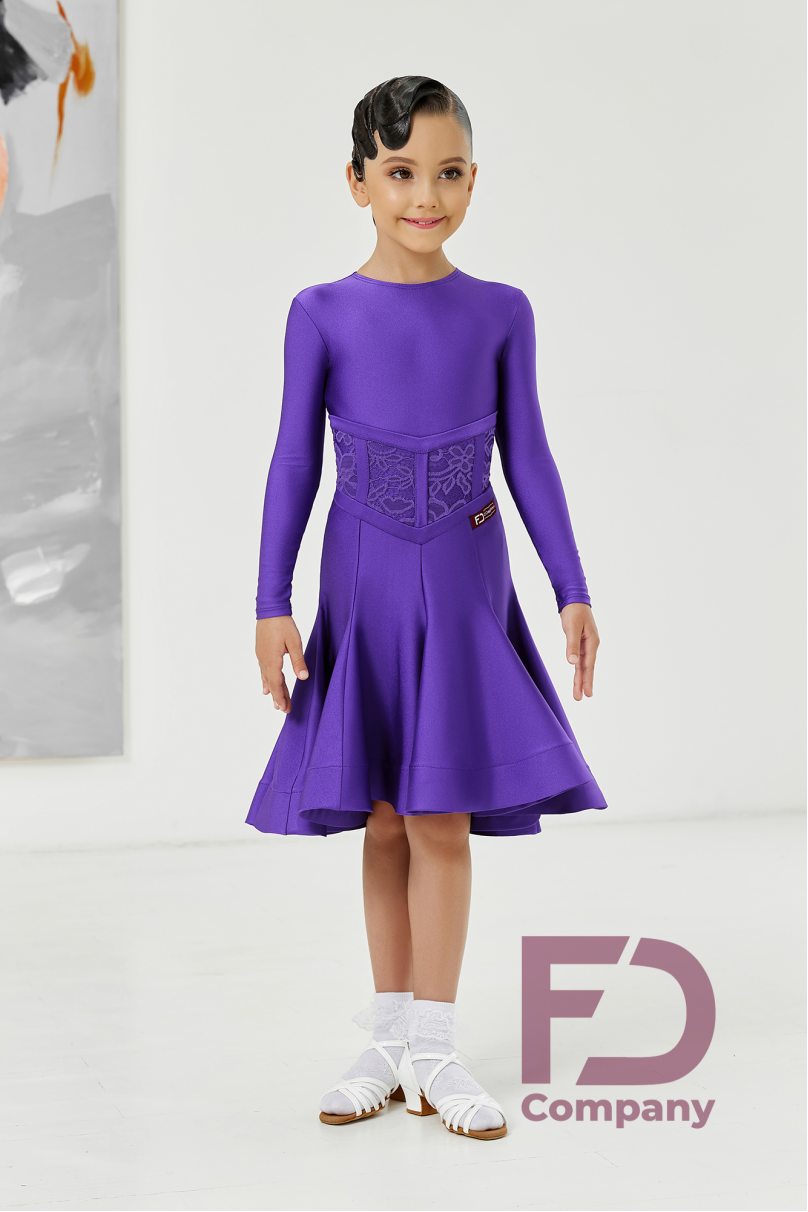 Ballroom dance competition dress for girls by FD Company product ID Бейсик БС-90/1/Turquoise
