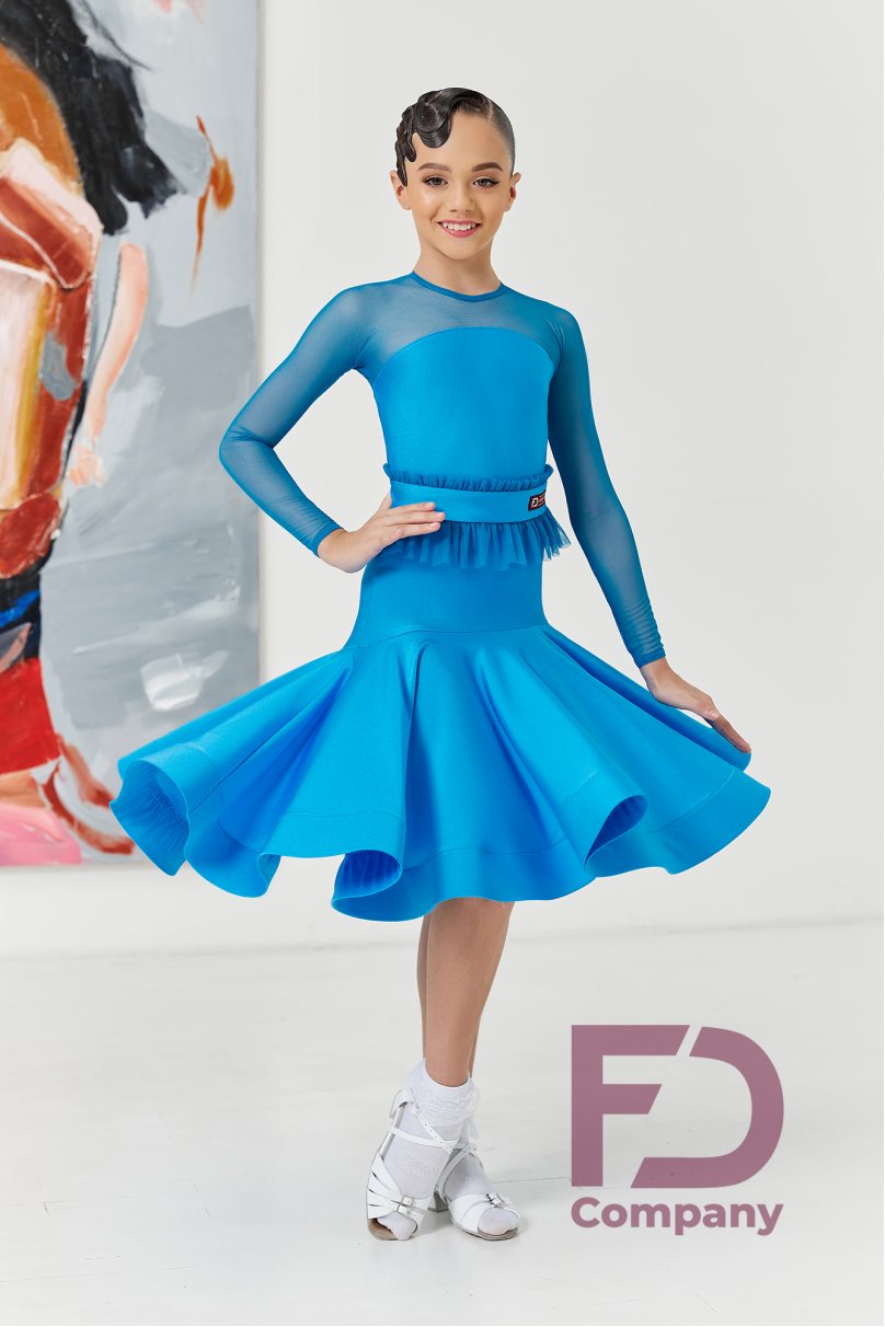 Ballroom dance competition dress for girls by FD Company product ID Бейсик БС-86/Green