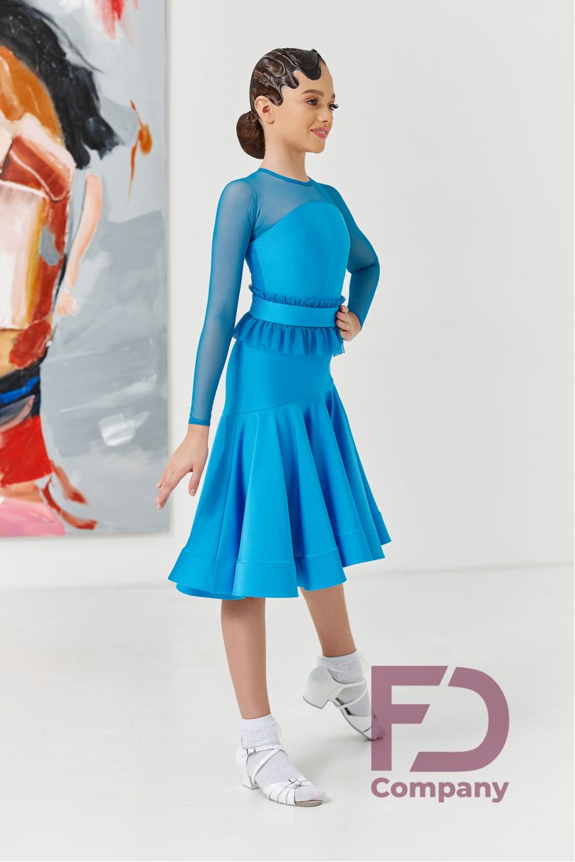 Ballroom dance competition dress for girls by FD Company product ID Бейсик БС-86/Royal blue