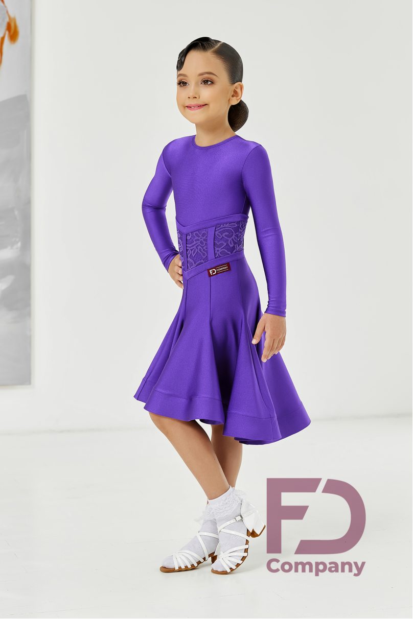 Ballroom dance competition dress for girls by FD Company product ID Бейсик БС-90/1/Turquoise