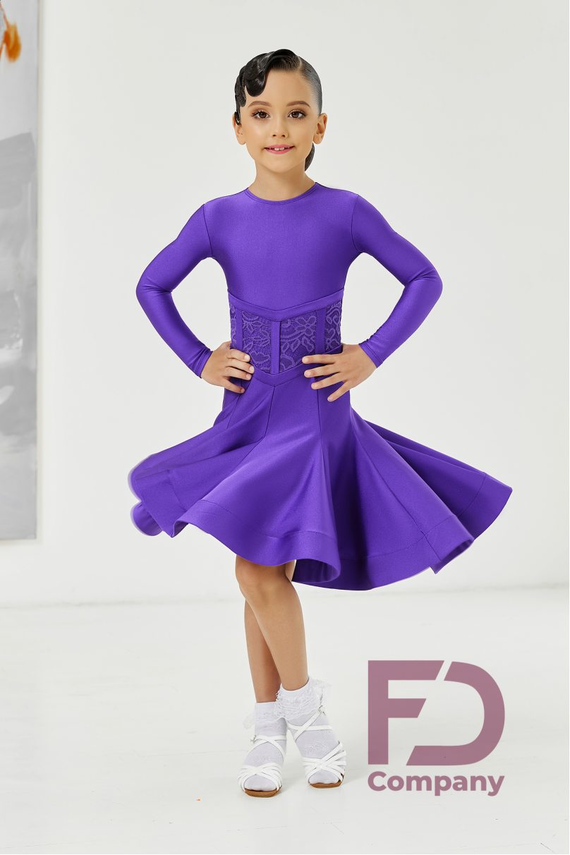Ballroom dance competition dress for girls by FD Company product ID Бейсик БС-90/1/Burgundy
