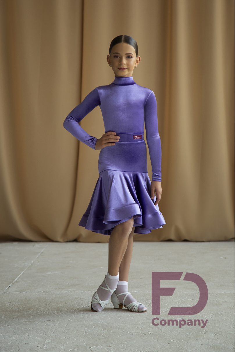 Ballroom dance competition dress for girls by FD Company product ID Бейсик БВ-78/1/Shining Grey