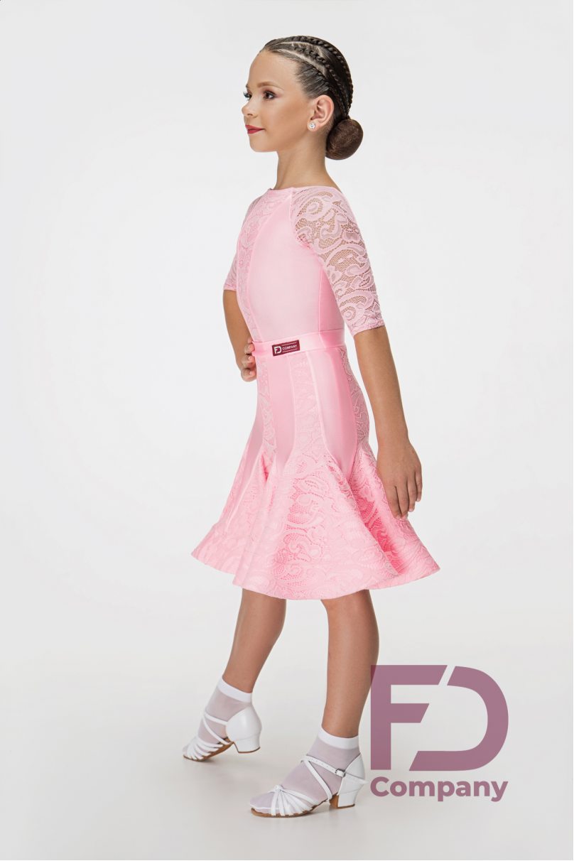 Ballroom dance competition dress for girls by FD Company product ID Бейсик БС-75/Turquoise