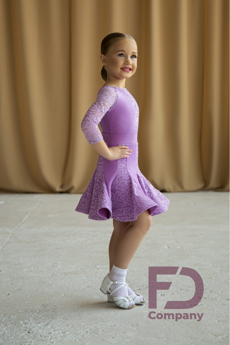 Ballroom dance competition dress for girls by FD Company product ID Бейсик БС-75/Fuchsia
