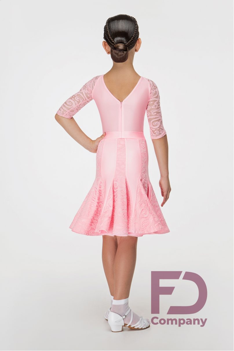 Ballroom dance competition dress for girls by FD Company product ID Бейсик БС-75/Fuchsia