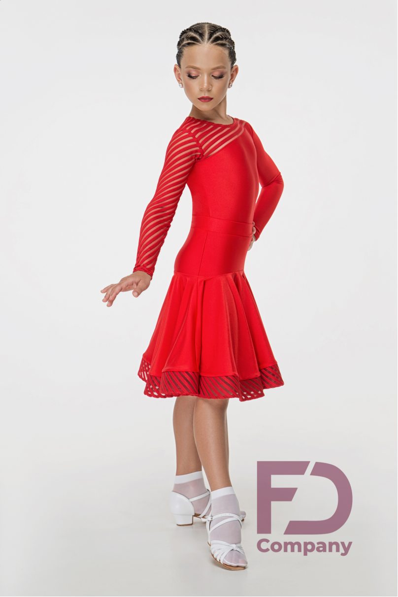 Ballroom dance competition dress for girls by FD Company product ID Бейсик БС-70/Red