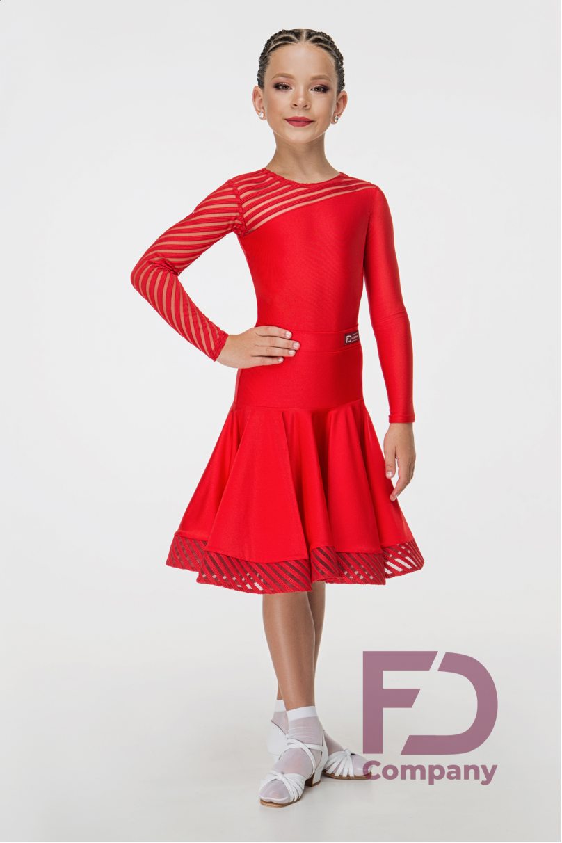 Ballroom dance competition dress for girls by FD Company product ID Бейсик БС-70/Turquoise