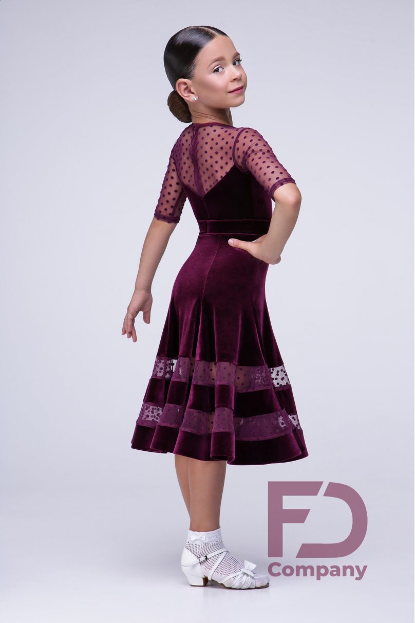 Ballroom dance competition dress for girls by FD Company product ID Бейсик БВ-54/Red