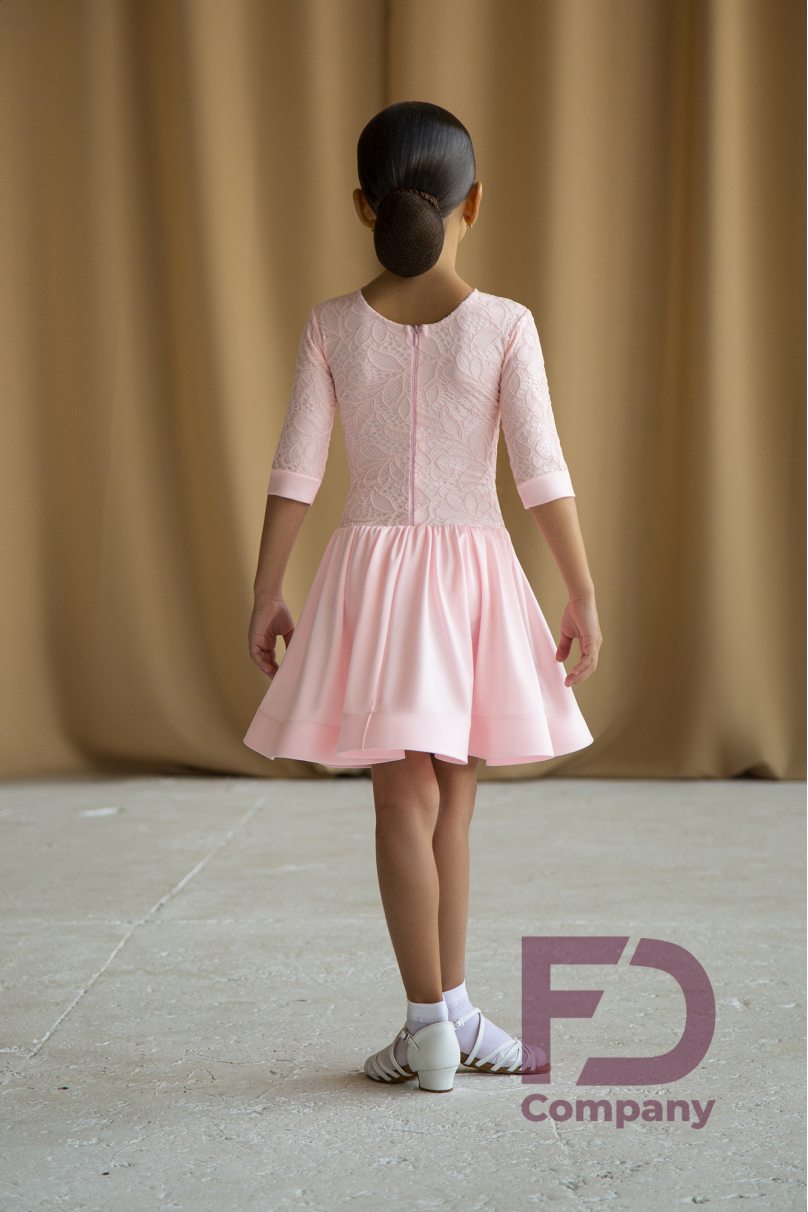 Ballroom dance competition dress for girls by FD Company product ID Бейсик БС-50ГД/Turquoise