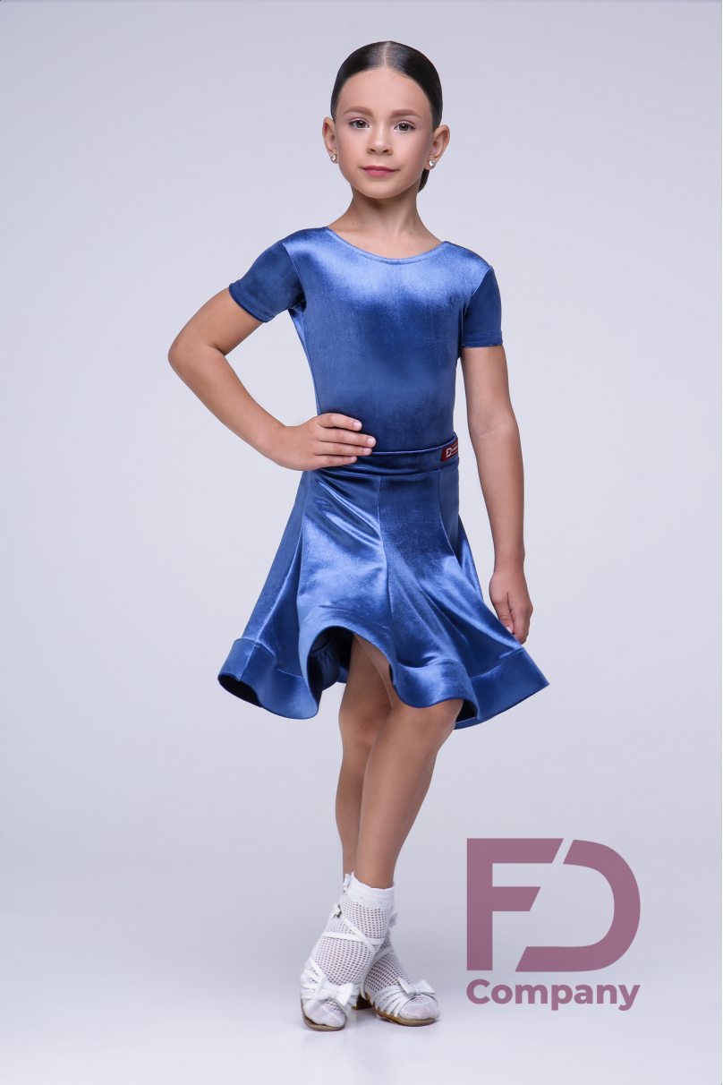 Ballroom dance competition dress for girls by FD Company product ID Бейсик БВ-35/1/Shining Royal Blue