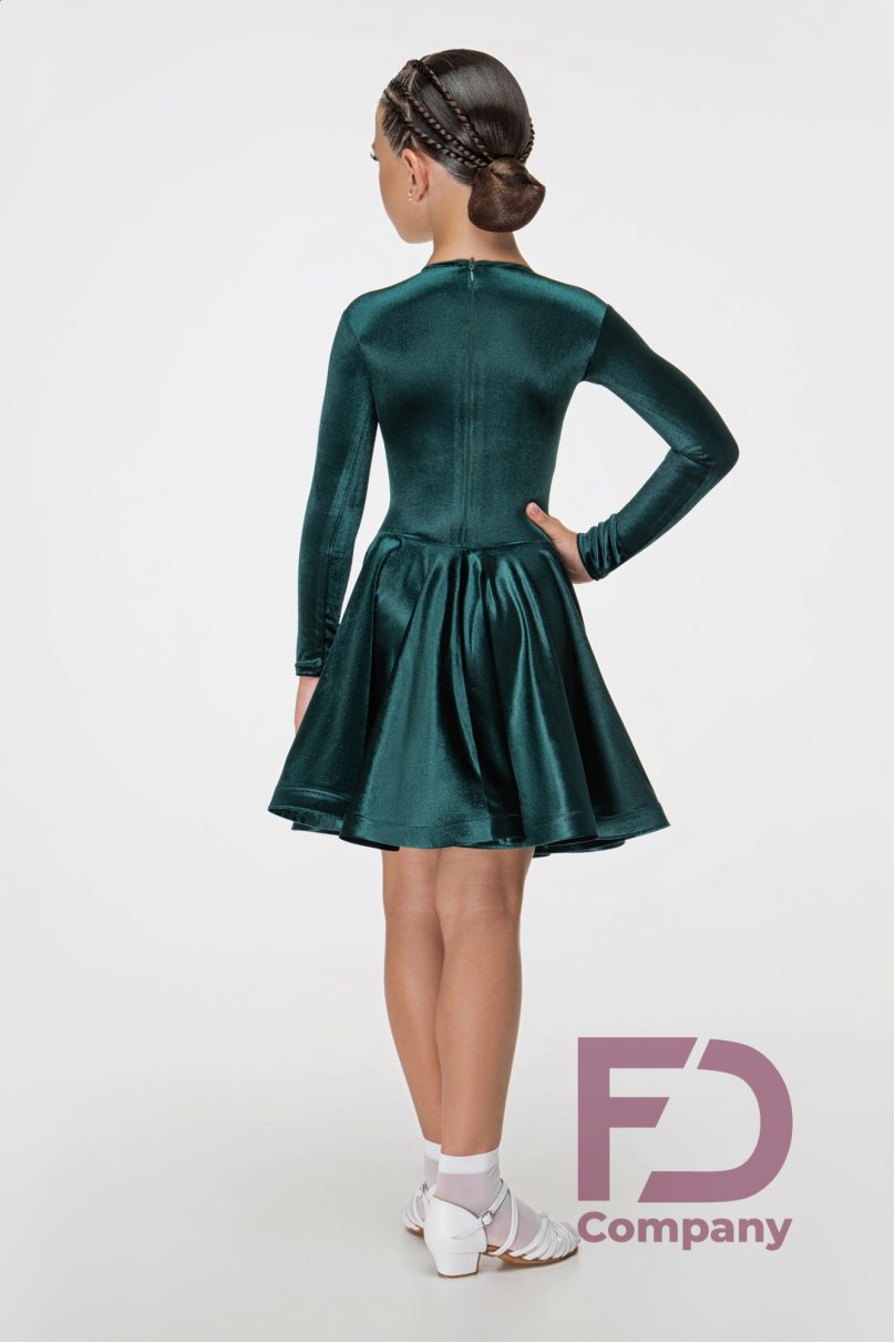 Ballroom dance competition dress for girls by FD Company product ID Бейсик БВ-21/1/Shining Green
