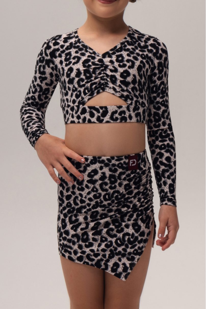 Girls' Dance Top in Leopard Print Leo light grey