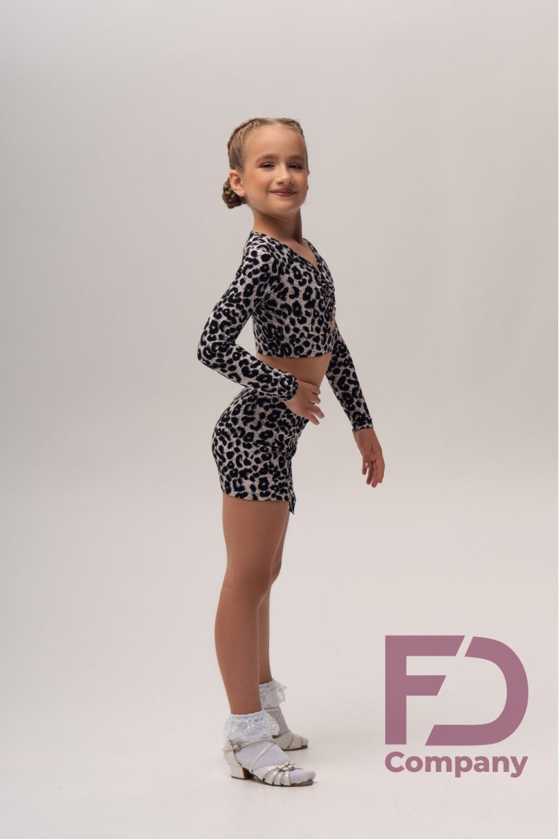 Ballroom latin dance skirt for girls by FD Company style Юбка ЮЛ-1319/2 KW/Leo raspberry