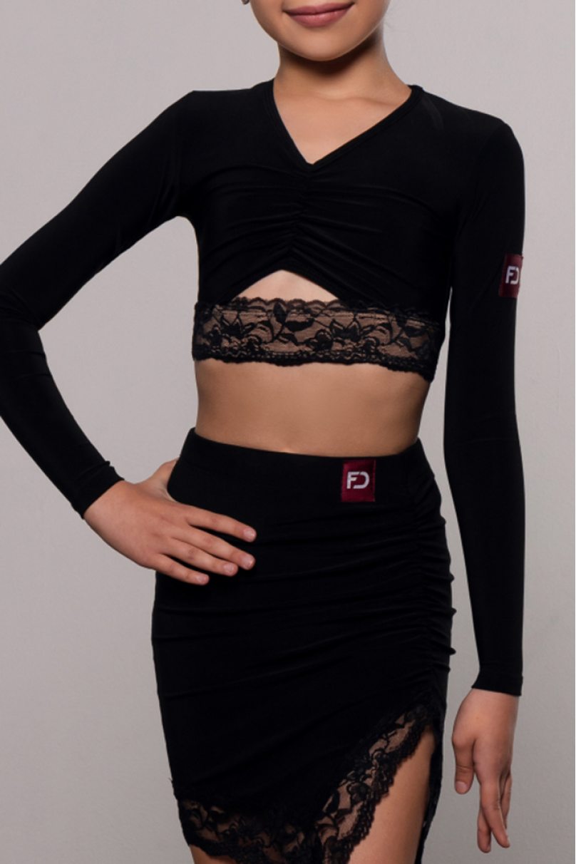 Girls' Dance Top with Lace Trim