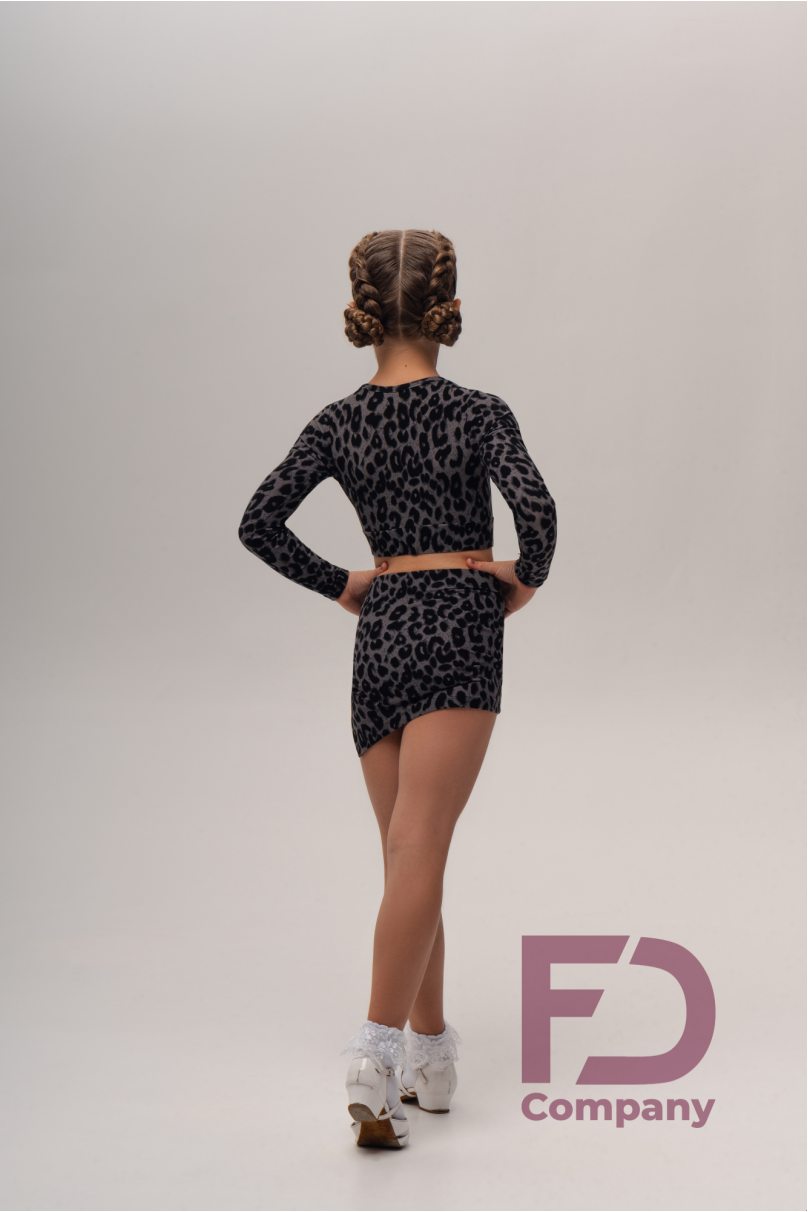 Спідниця для бальних танців для дівчаток від бренду FD Company модель Юбка ЮЛ-1319/2 KW/Leo dark grey