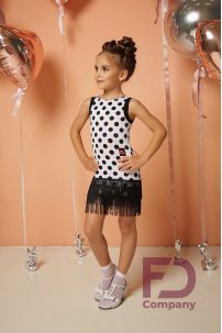 Girls ballroom dance dress by FD Company style Платье ПЛ-1214/White medium polka dots