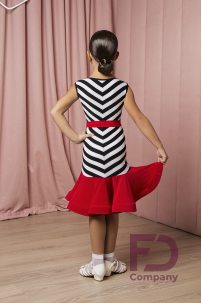 Girls ballroom dance dress by FD Company style Платье ПЛ-1059/1 KW/Stripe print (Red bottom and belt)