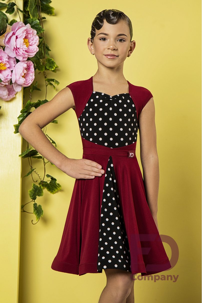 Сукня для бальних танців для дівчаток від бренду FD Company модель Платье ПЛ-1034 KW/Dots medium (Change burgundy to red)
