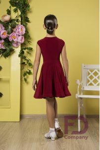 Girls ballroom dance dress by FD Company style Платье ПЛ-1034 KW/Dots medium (Change burgundy to black)