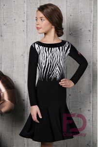 Zebra Print Long Sleeve Latin Dress