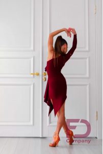 Elegant Latin dance dress with one sleeve and straps