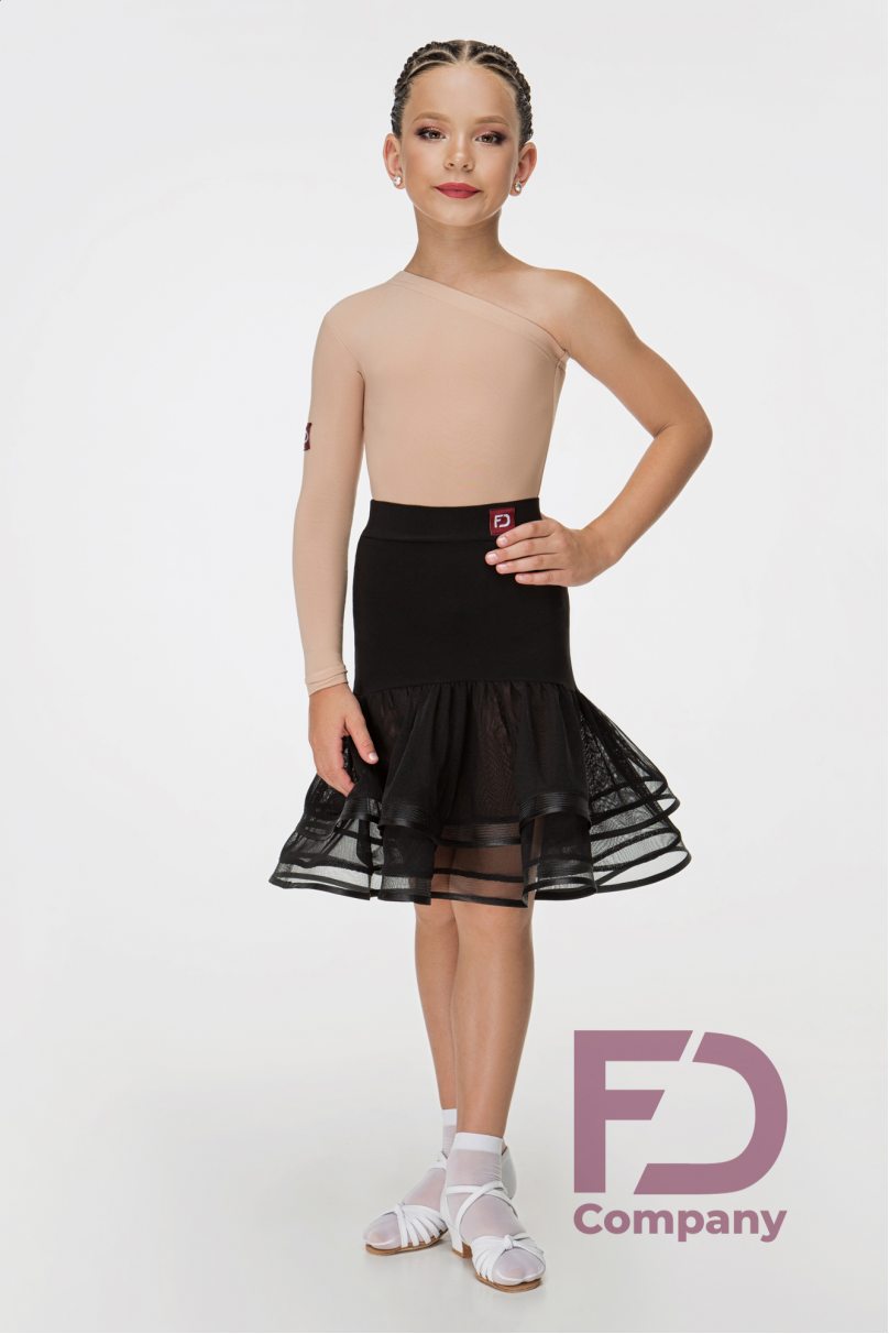 Ballroom latin dance skirt for girls by FD Company style Юбка ЮЛ-1087/1/Light blue