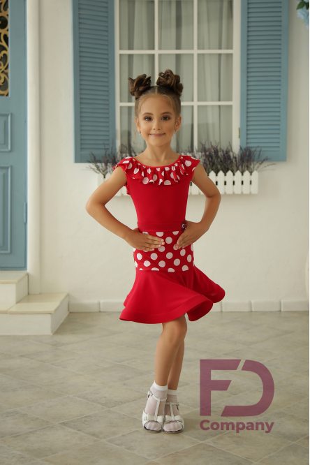 Red polka dot latin skirt for dance