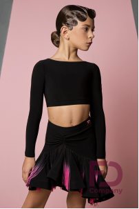 Ballroom latin dance skirt for girls by FD Company style Юбка ЮЛ-1031/1/Black (Fringe black-pink)