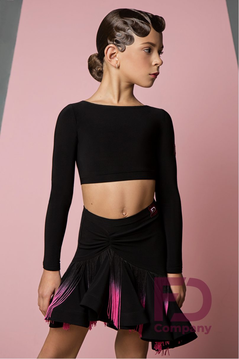 Ballroom latin dance skirt for girls by FD Company style Юбка ЮЛ-1031/1/Black (Fringe black)