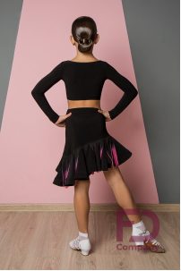 Ballroom latin dance skirt for girls by FD Company style Юбка ЮЛ-1031/1/Black (Fringe black-pink)