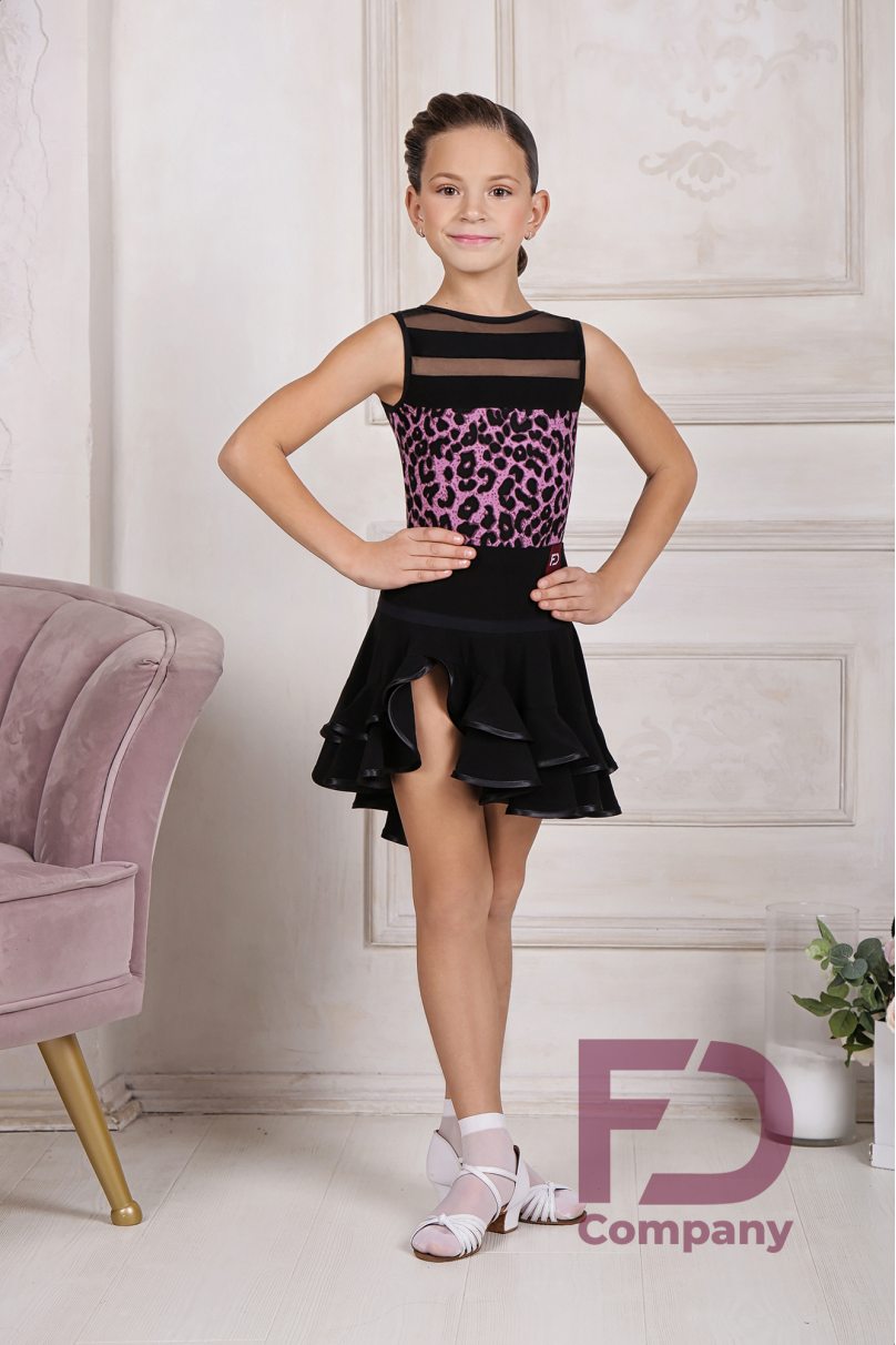 Ballroom latin dance skirt for girls by FD Company style Юбка ЮЛ-82/Fuchsia