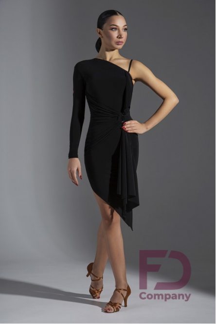 Latin dance dress with one sleeve and strap