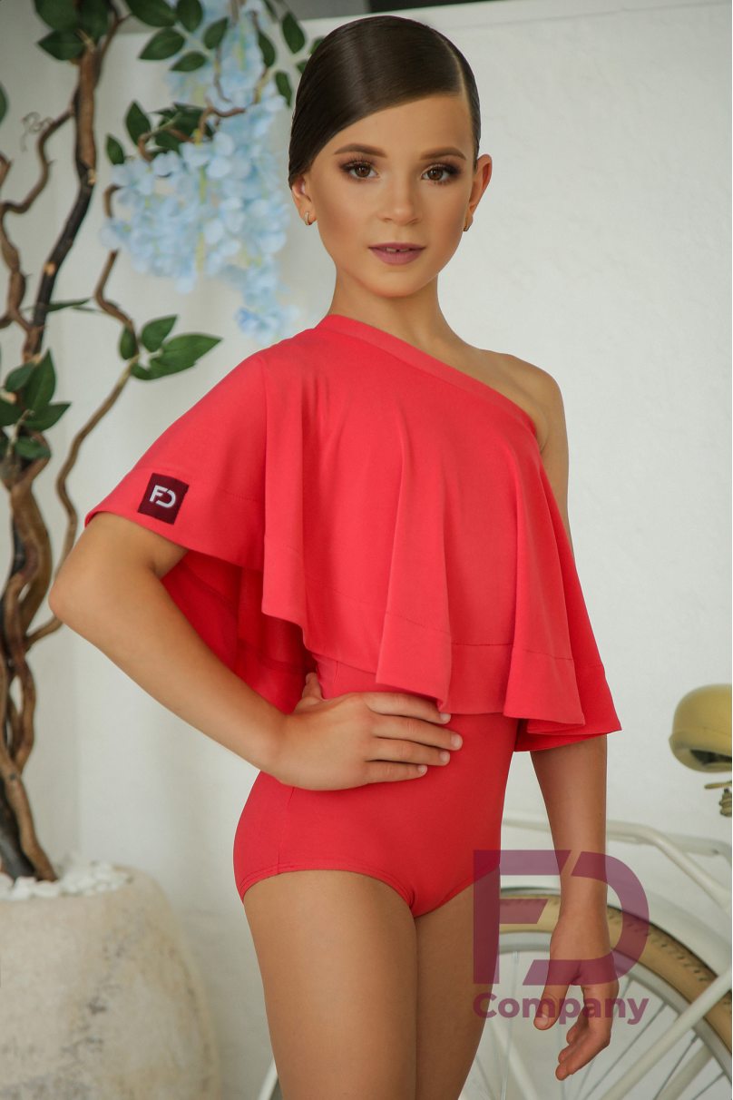 Girls dance leotard by FD Company style Купальник КУ-1200 KW/Coral