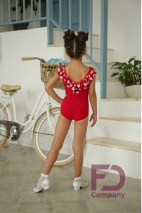 Women's leotard for dancing, without sleeves, with a v-neck on the back
