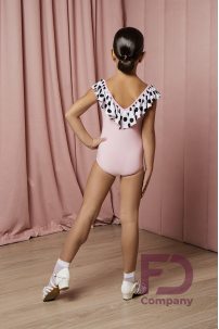 Women's pink leotard without sleeves, with a v-neck on the back