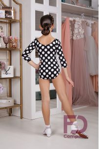 Women's leotard for dancing, with a three-quarter sleeve and a print of polka dots