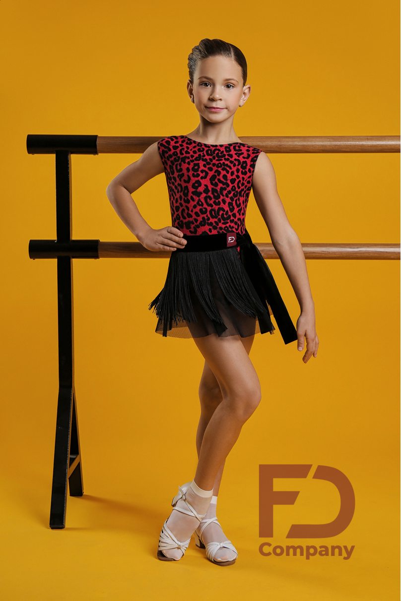 Купальник для бальных танцев для девочек от бренда FD Company модель Купальник КУХ-86/2 KW/Leo red