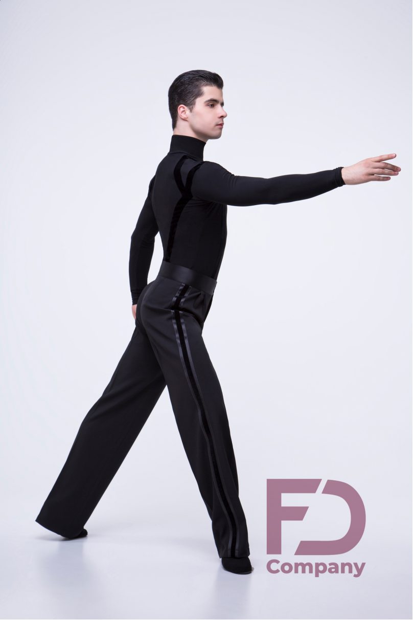 FD Company Men's dance pants with satin belt and stripes