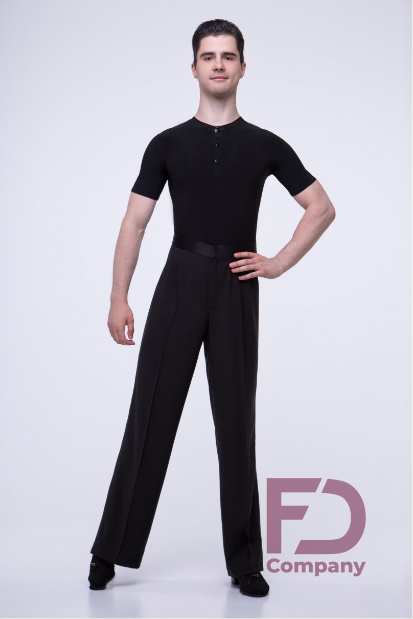 Men's dance trousers with satin belt and side stripes