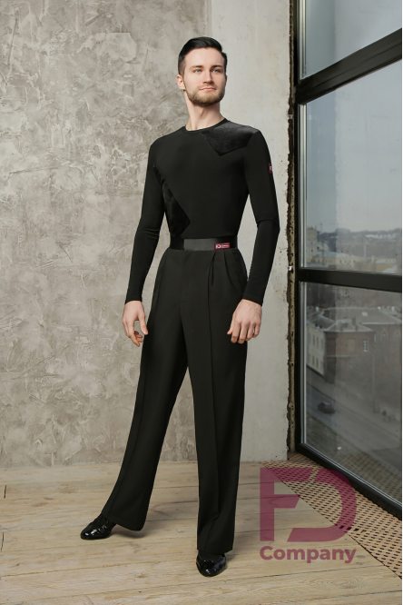 Men's dance trousers with satin belt and side stripes