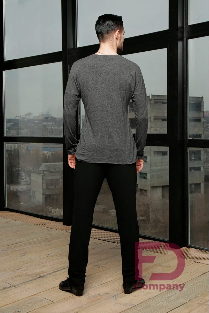 Mens latin dance shirt by FD Company model Рубашка РМ-1153/Light grey