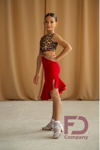 Ballroom latin dance skirt for girls by FD Company style Юбка ЮЛ-1147 KW/Coral