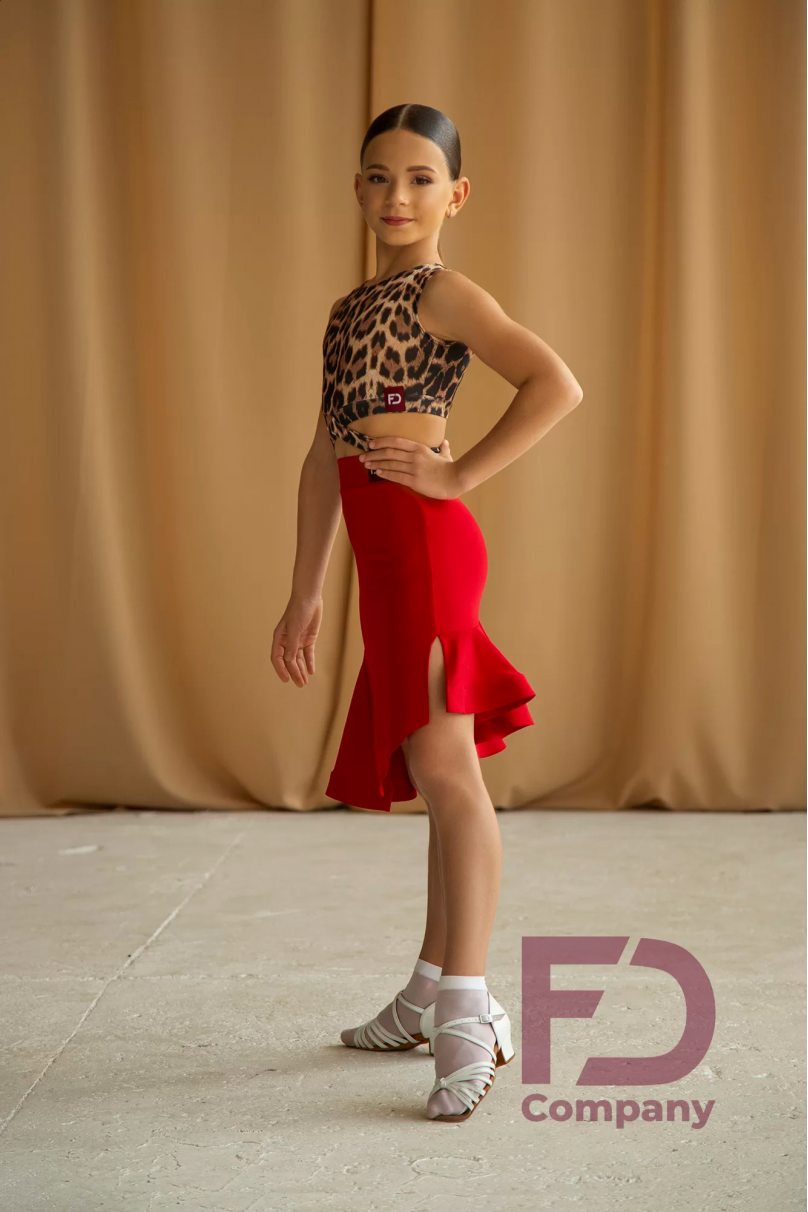 Ballroom latin dance skirt for girls by FD Company style Юбка ЮЛ-1147 KW/Burgundy