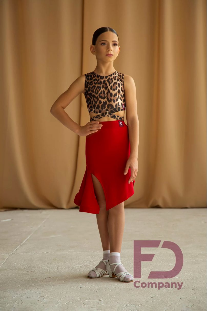 Ballroom latin dance skirt for girls by FD Company style Юбка ЮЛ-1147 KW/Turquoise