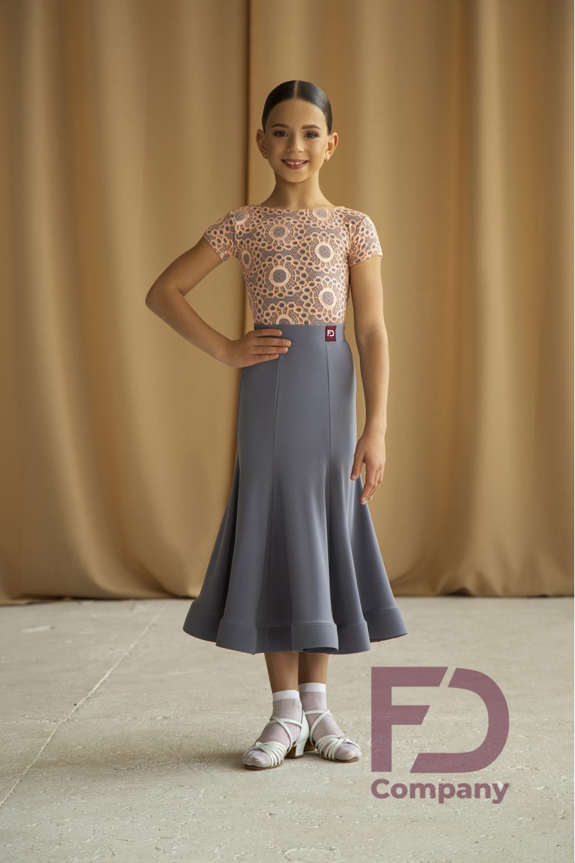 Ballroom latin dance skirt for girls by FD Company style Юбка ЮС-1201 KW/Terracotta light