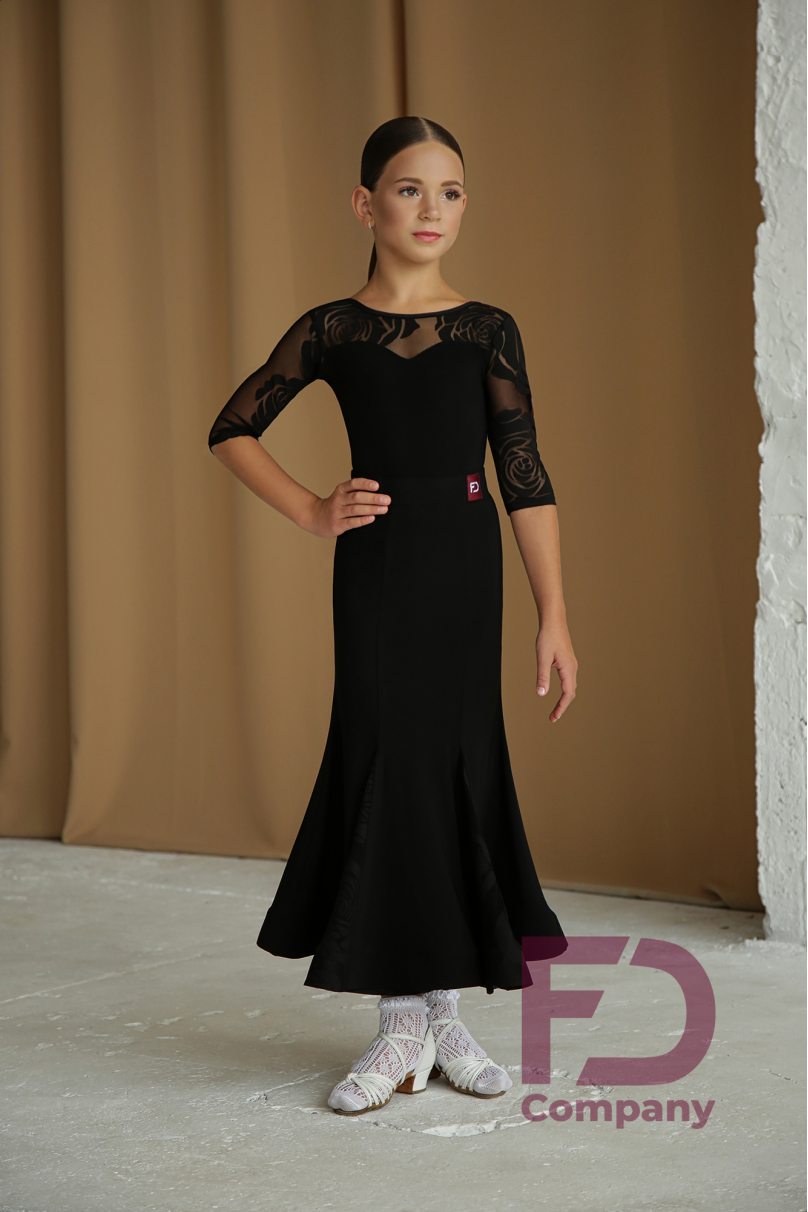 Ballroom latin dance skirt for girls by FD Company style Юбка ЮС-1198 KW/Burgundy (Mesh rose)