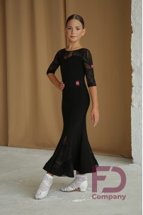 Ballroom latin dance skirt for girls by FD Company style Юбка ЮС-1198 KW/Black (Mesh roses)