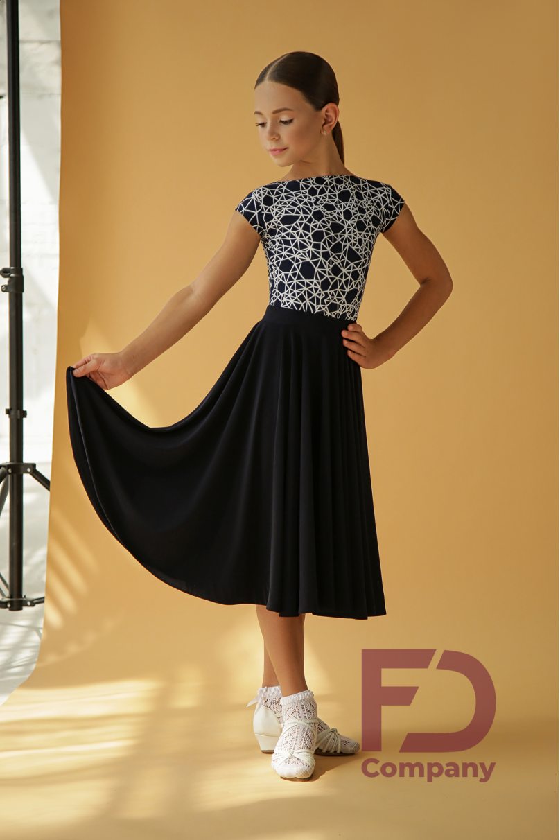 Ballroom latin dance skirt for girls by FD Company style Юбка ЮС-972/2/Royal blue